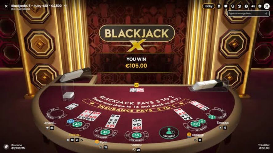 Blackjack X spelbord